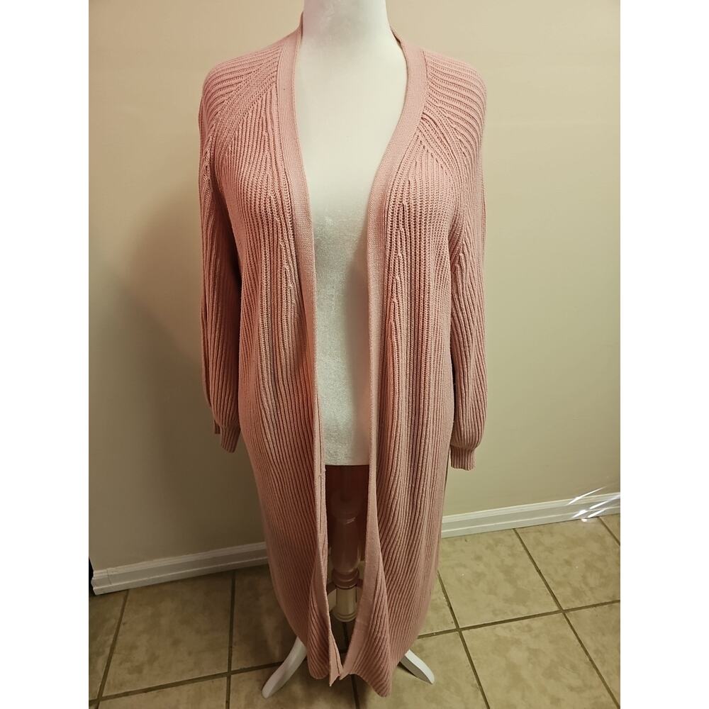 Venus Pink Full Length Maxi Open Duster Cardigan Plus SZ 1X Feminine Coquette - Picture 2 of 7